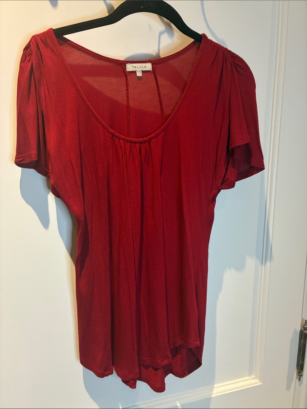 Aritzia Talula Gathered Scoop Neck Pleated Blouse Top Red XXS ⭐️